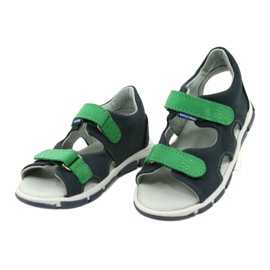 Lederjungen Sandalen für Klettverschluss Mazurek 314 Navy-Green blau 2