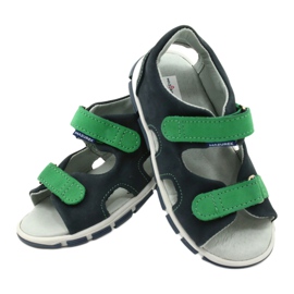 Lederjungen Sandalen für Klettverschluss Mazurek 314 Navy-Green blau 4