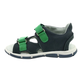 Kinder-Leder-Klettsandalen Mazurek 314, Marineblau grün 1
