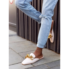 Beige Hausschuhe mit Obermaterial und Kette Beige Call On Me 2