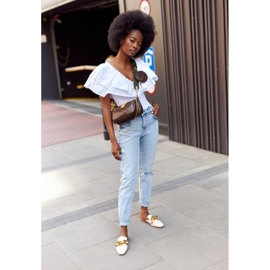 Beige Hausschuhe mit Obermaterial und Kette Beige Call On Me 1