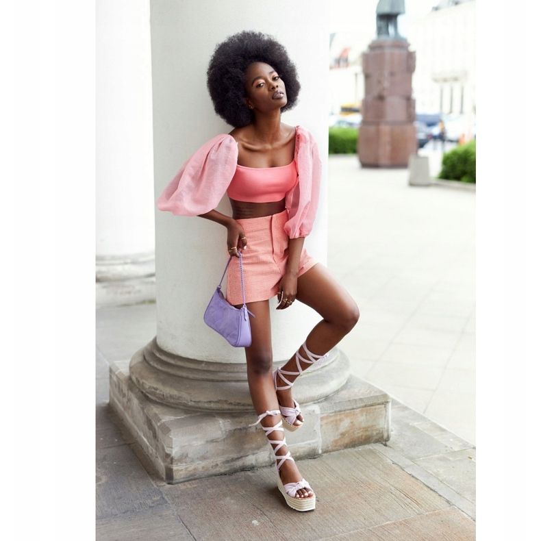 PS1 Gebundene Sandalen auf einer geflochtenen Plattform Violett La Palma beige 1