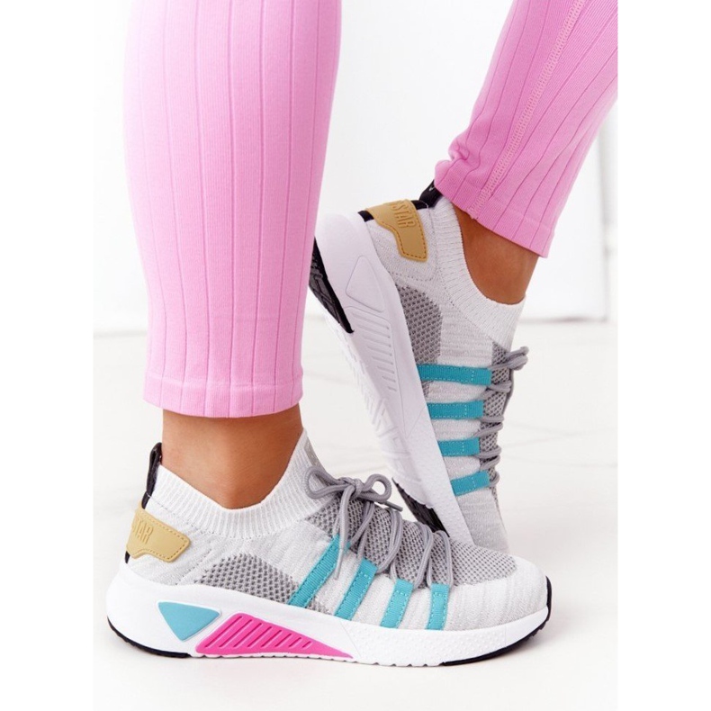 Damen Sportschuhe Memory Foam Big Star HH274531 Weiß-Grau mehrfarbig 2