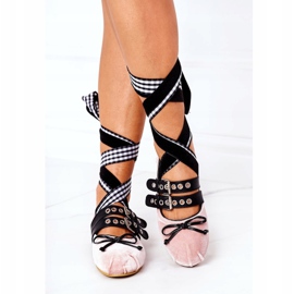 Gebundene Ballerinas aus Velours Lu Boo Pink rosa 2