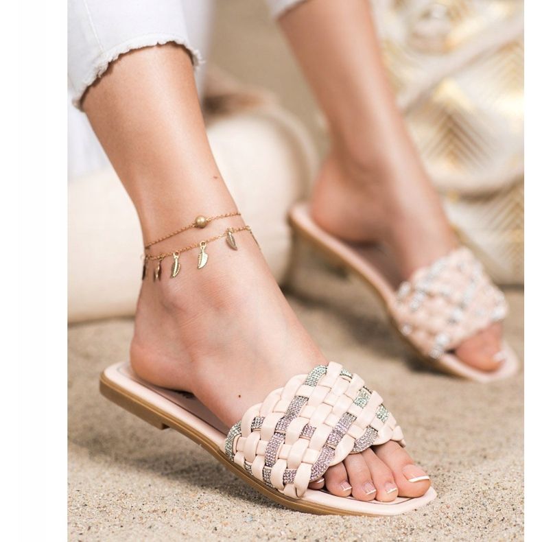 Balada Hausschuhe mit Zirkonia beige 1