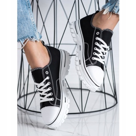 SHELOVET Sneakers mit Öko-Leder auf der Plattform schwarz 2