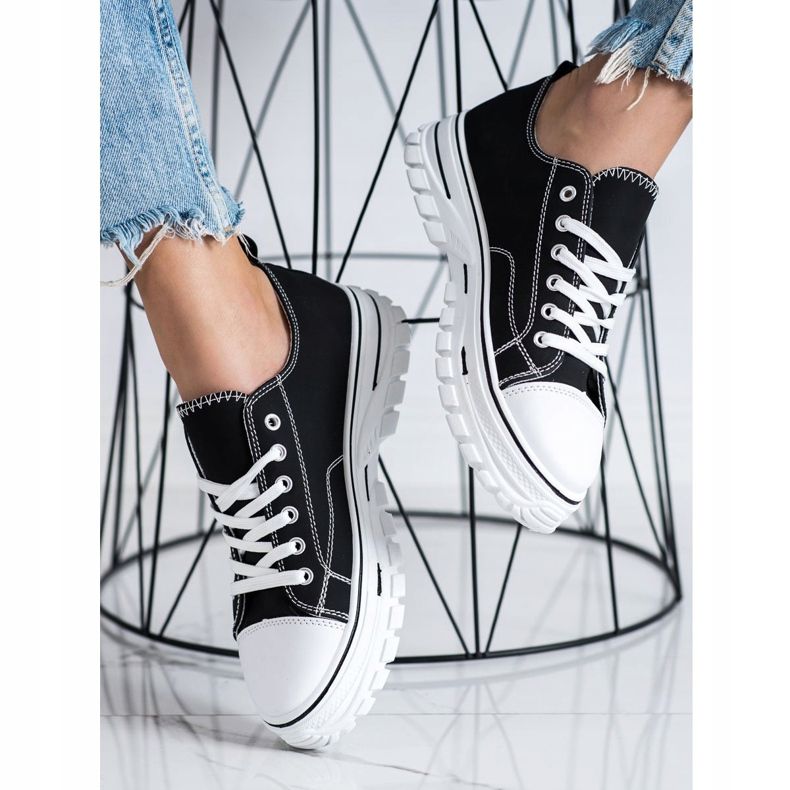 SHELOVET Sneakers mit Öko-Leder auf der Plattform schwarz 2