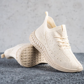 SHELOVET Beige Textil-Sneakers 1