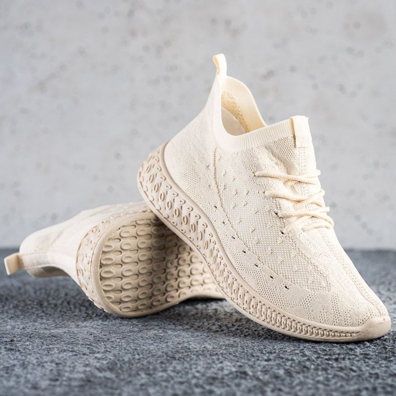 SHELOVET Beige Textil-Sneakers 1