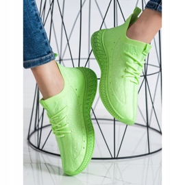 SHELOVET Grüne Textil-Sneakers 2