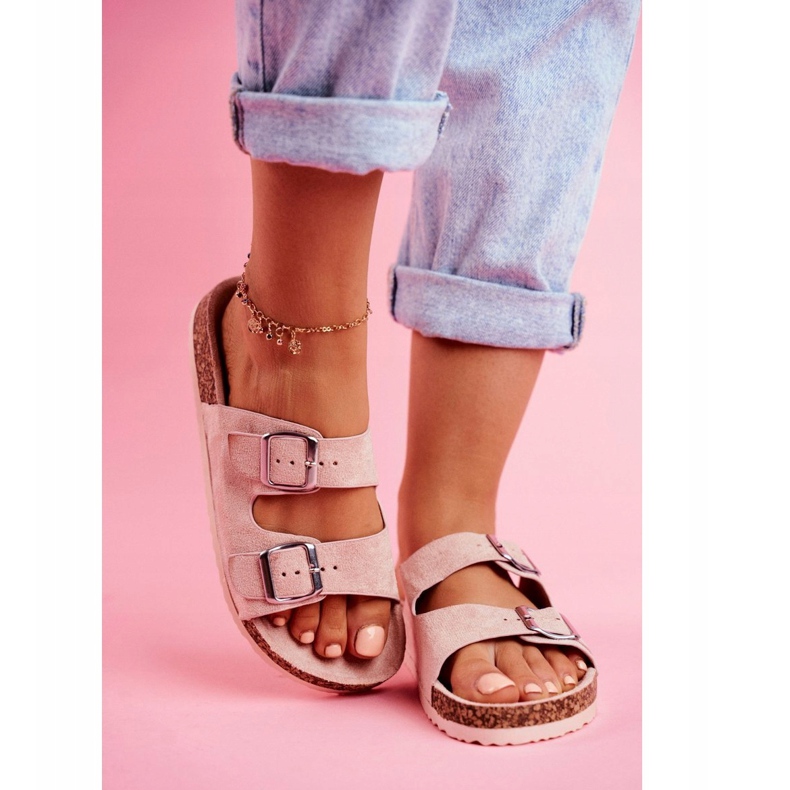 EVE Damenhausschuhe aus Kork mit Schnallen Rosa Si Senor 4