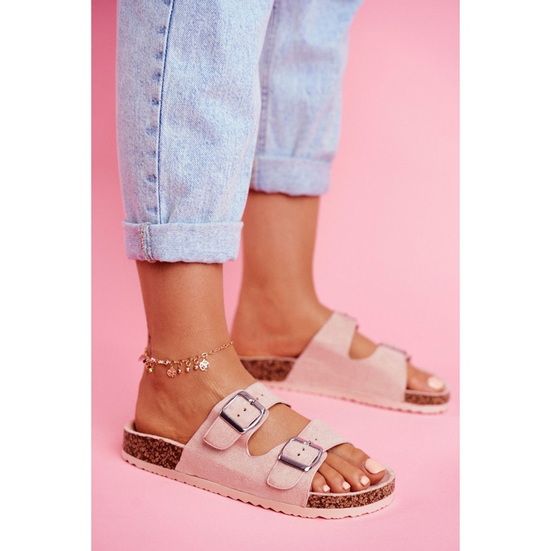 EVE Damenhausschuhe aus Kork mit Schnallen Rosa Si Senor 3