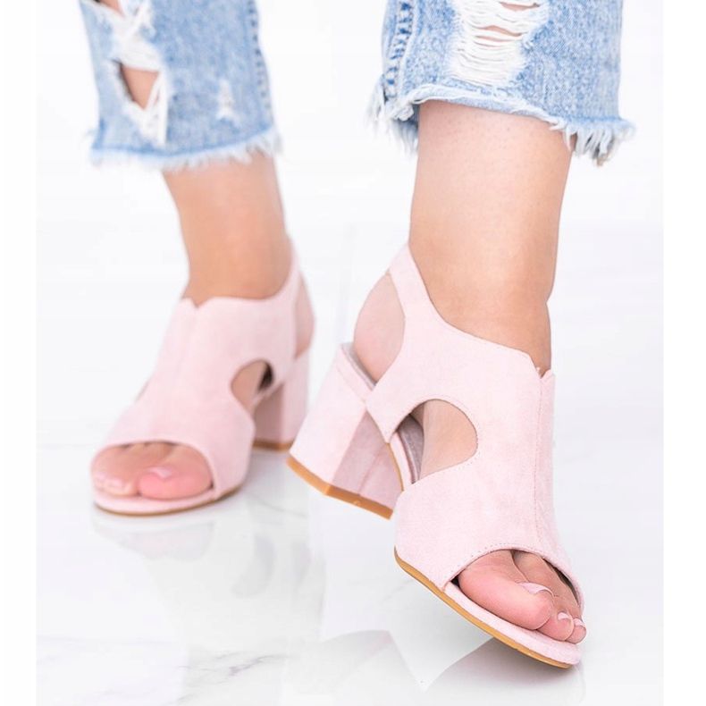 Rosa Sandalen auf niedrigem Pfosten Buenna 1