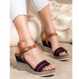 Goodin Keilsandalen braun marineblau mehrfarbig 1