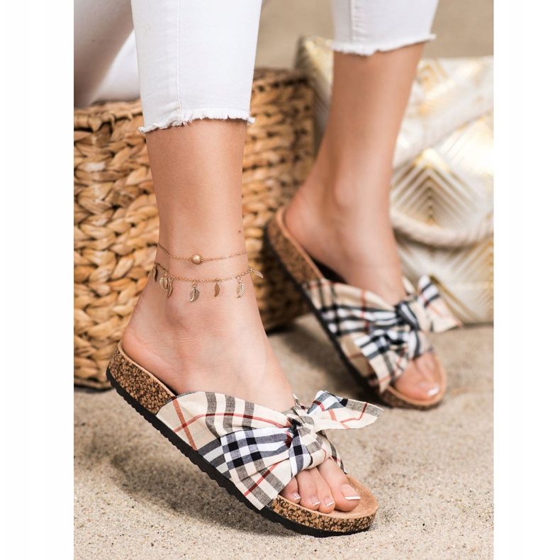 Bona Hausschuhe mit karierter Schleife mehrfarbig 1