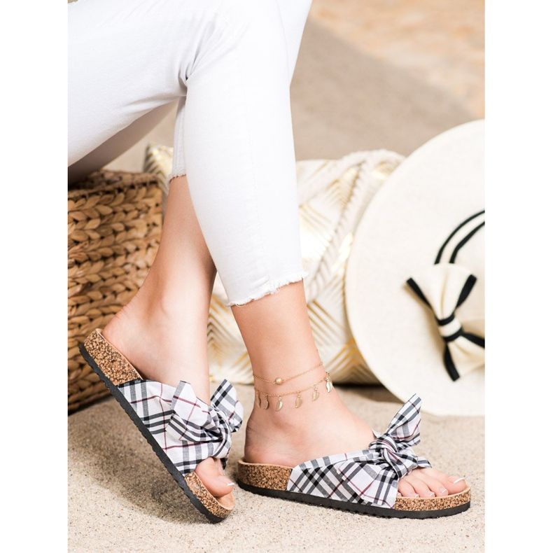 Bona Hausschuhe mit karierter Schleife mehrfarbig 2