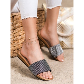 Bona Elegante Hausschuhe mit Zirkonia schwarz 1