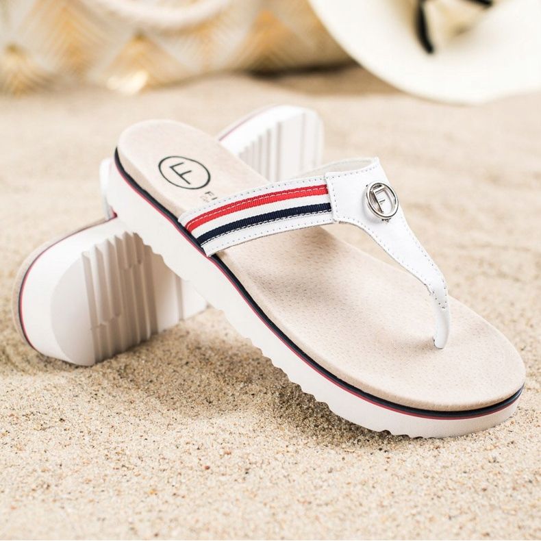 Filippo Flip-Flops aus Leder weiß 1