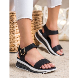 Groto Gogo Sandalen auf der Plattform mit Glitzer schwarz 1