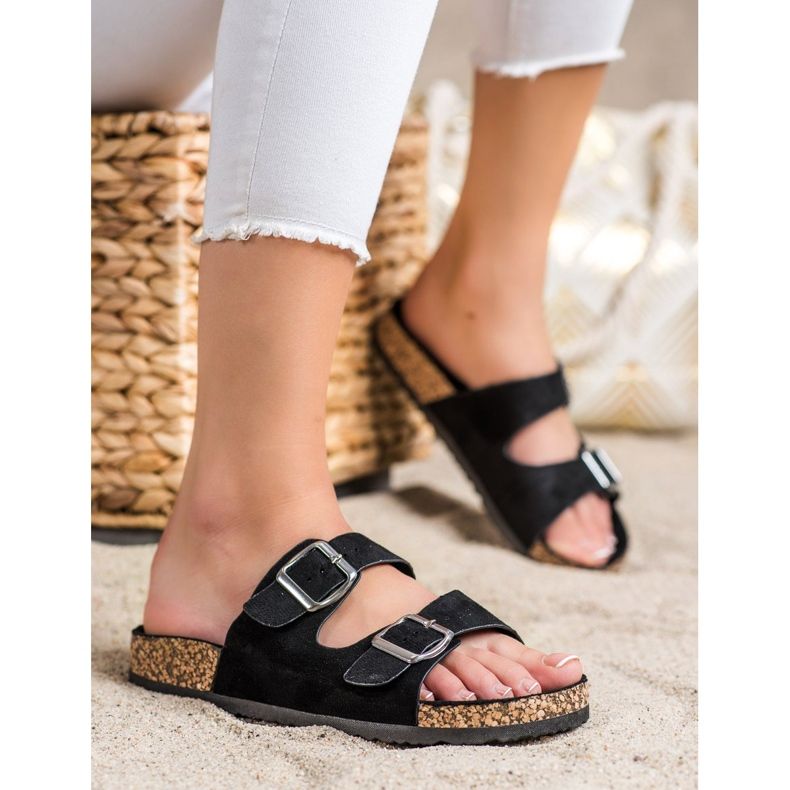 Evento Lässige Hausschuhe mit Schnalle schwarz 2