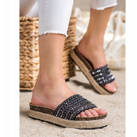 Groto Gogo Schwarze Hausschuhe mit Nieten 2