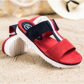 Filippo Hausschuhe aus Leder rot marineblau 1