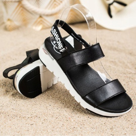 Filippo Ledersandalen mit Klettverschluss schwarz 1