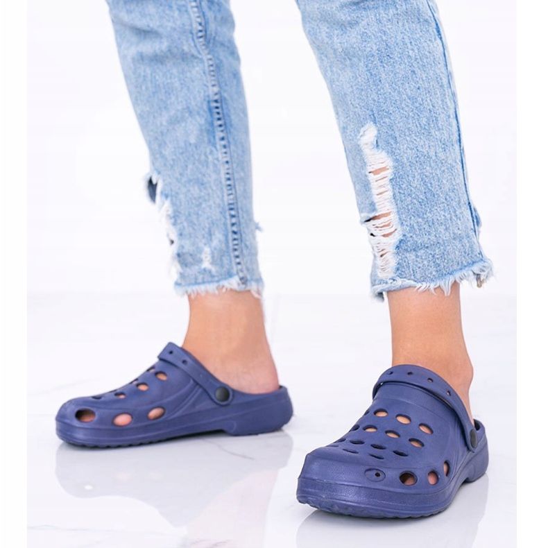Karolinos marineblaue Kroks Hausschuhe für Damen navy blau 1