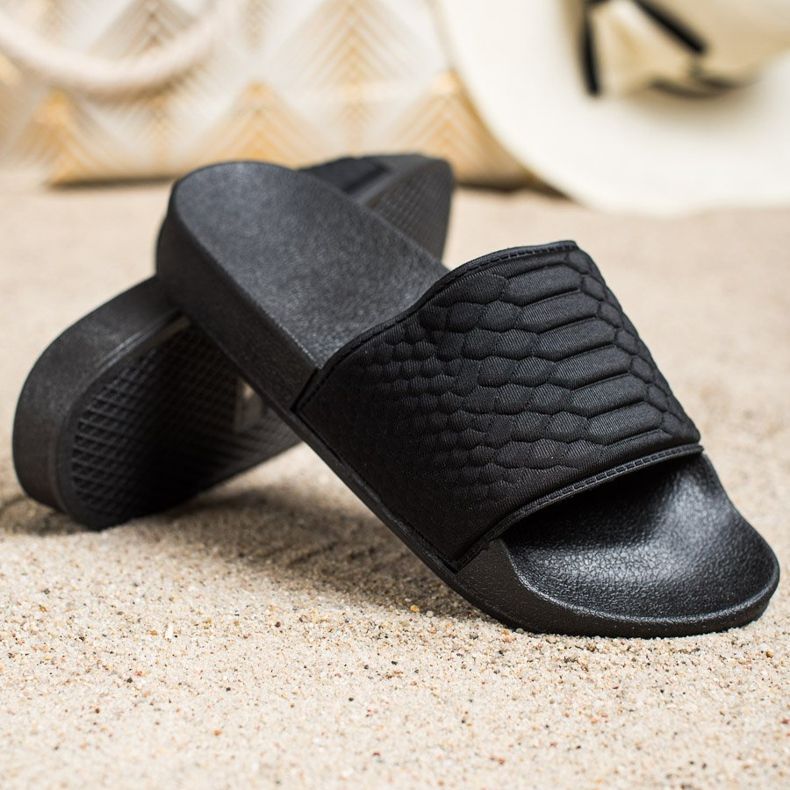 SHELOVET Schwarze Textilhausschuhe 1