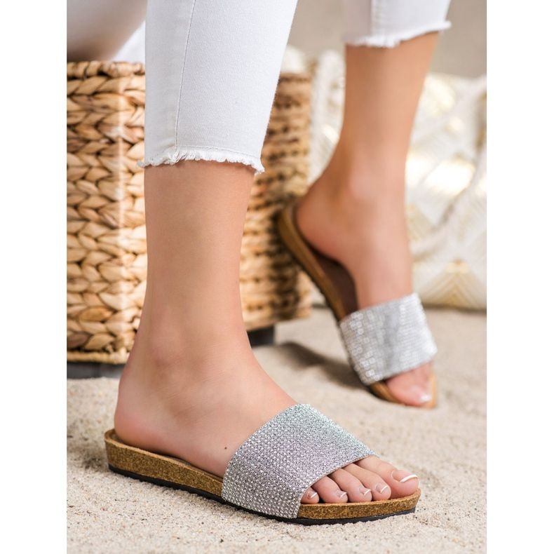 Bona Elegante Hausschuhe mit Zirkonia silber- 1