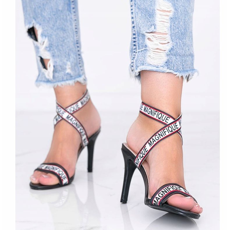 Schwarze Venusi Sandalen mit hohem Absatz 1