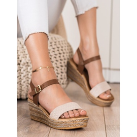 Bona Modische Keilsandalen beige braun 1