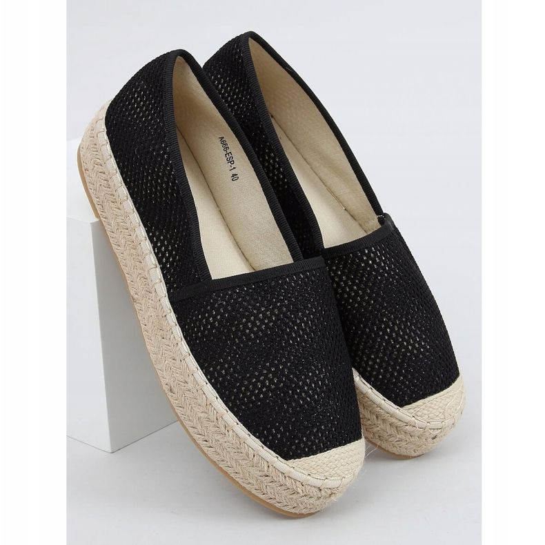 Schwarze Damen Espadrilles A666-ESP-1 Schwarz 1
