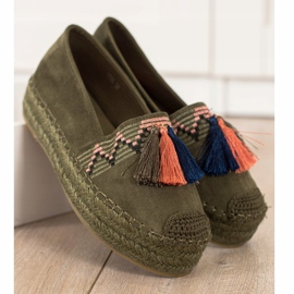Coura Wildleder-Espadrilles mit Fransen grün 2