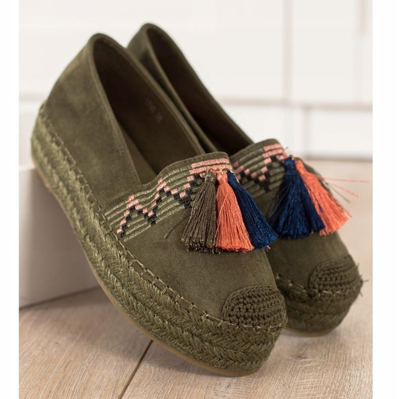 Coura Wildleder-Espadrilles mit Fransen grün 2