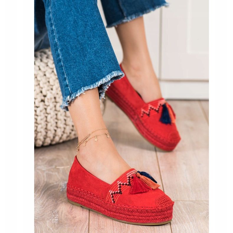 Coura Wildleder-Espadrilles mit Fransen rot 1