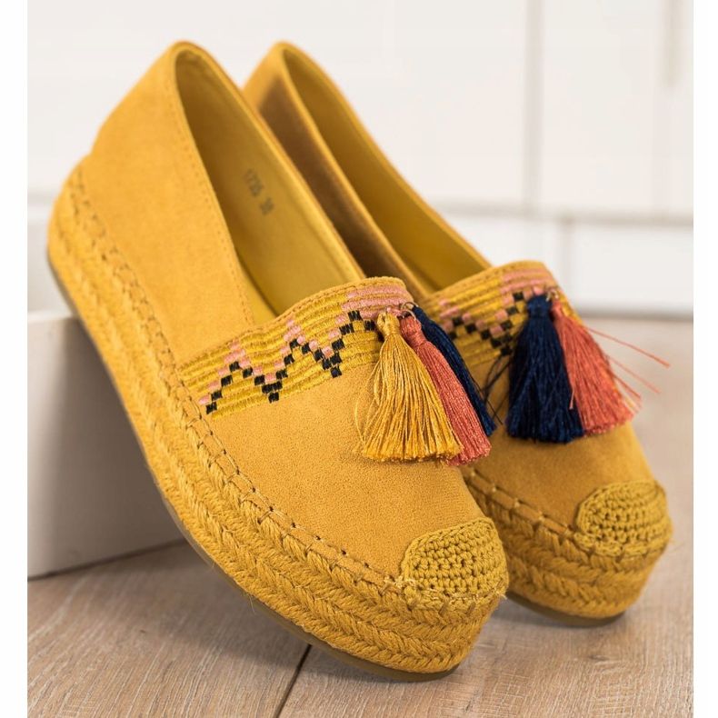 Coura Wildleder-Espadrilles mit Fransen gelb 2