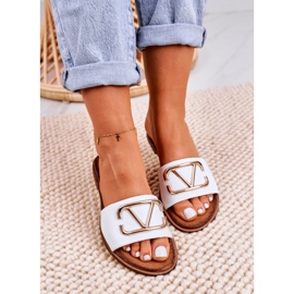 Nicole Klassische Hausschuhe aus Leder für Damen Weiß Evie golden 1