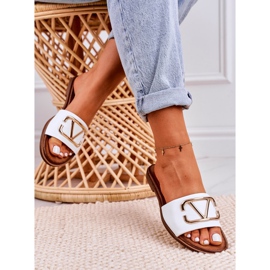 Nicole Klassische Hausschuhe aus Leder für Damen Weiß Evie golden 5