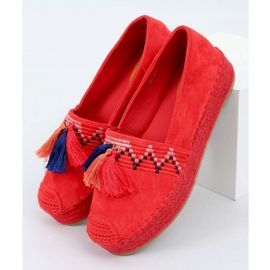 Rot 1735 Espadrilles mit roten Fransen 1