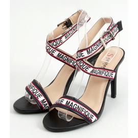 Schwarze Sandalen auf einem hohen Absatz LL-170P Schwarz weiß 1