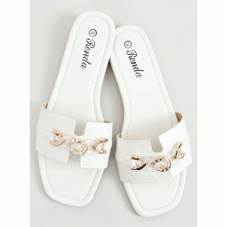 Hausschuhe mit Zierkette weiß 35-230 Weiß 1