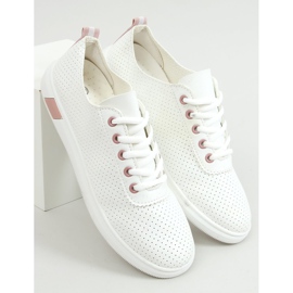 Weiße und rosafarbene Damen-Sneakers LA42 Pink 1