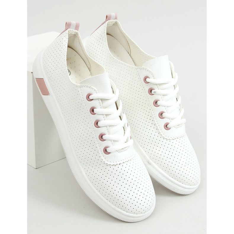 Weiße und rosafarbene Damen-Sneakers LA42 Pink 1
