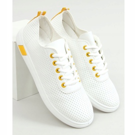 Weiße und gelbe Sneakers für Damen LA42 Yellow 1