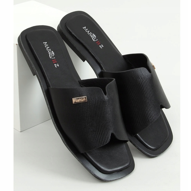 Schwarze Damen Hausschuhe schwarz 3526 Schwarz 1