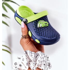 Kinder Hausschuhe aus Schaumstoff Kroks Marineblau-Grün Oliver 1