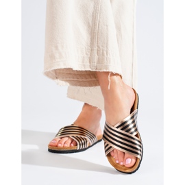 Bona Lässige gestreifte Flip-Flops schwarz golden 1