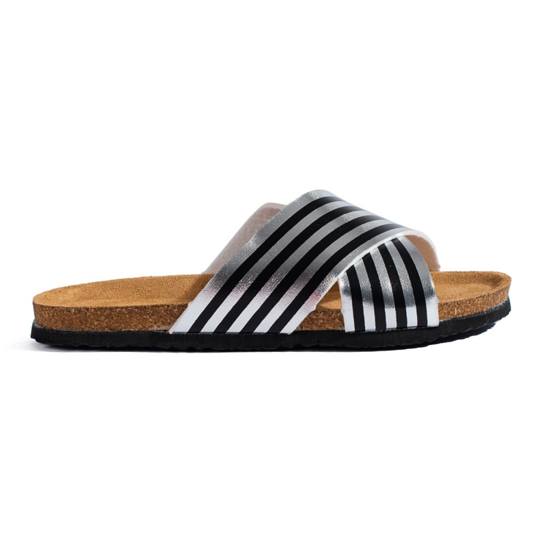 Bona Lässige gestreifte Flip-Flops schwarz 1