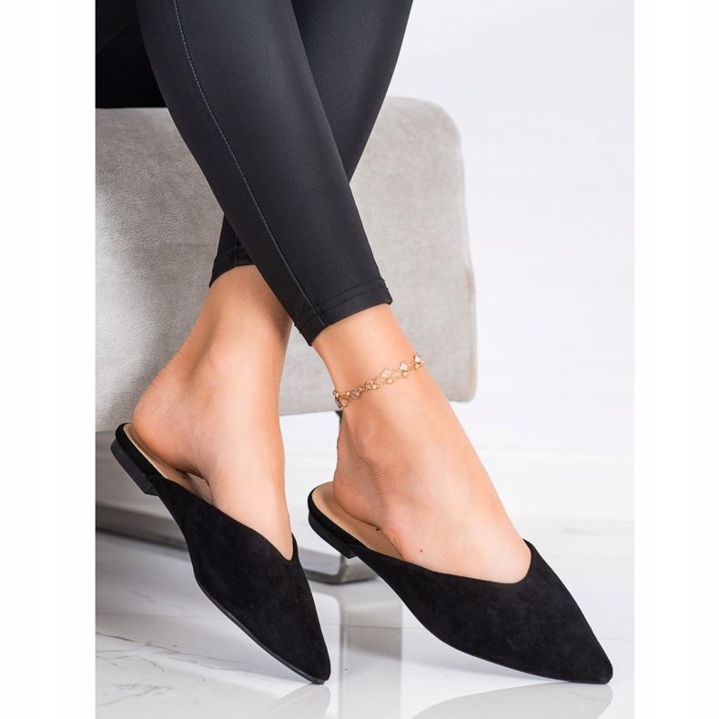 Seastar Spitz Wildleder Hausschuhe schwarz 1